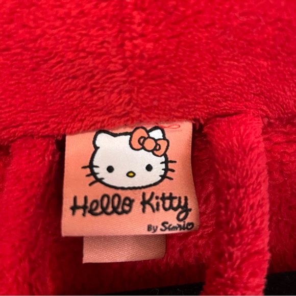 Sanrio Hello Kitty Red Plush Bath Robe Pockets Embroidered Womens Size L - Picture 13 of 14